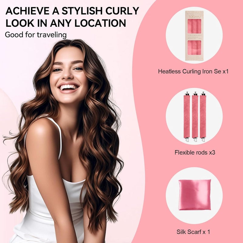Togayu Heatless Curls Overnight Set - Jumbo Overnight Hair Curlers to Sleep In, Soft Velvet Hair Rollers for Women, No Damage Curls Styling Tools 4pcs - Image 5